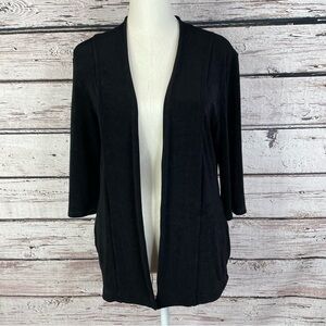 Chico’s Travelers 0 Women’s Small Black Open Front Stretchy Cardigan 3/4 Sleeves